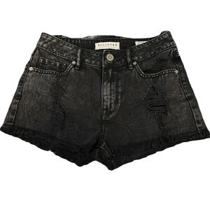 PacSun Bullhead Black Washed Distressed High Rise Jean Shorts Raw Hem